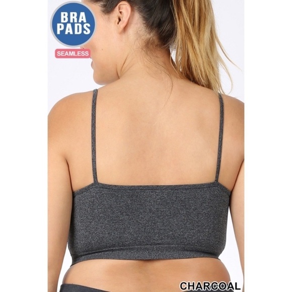 Plus Size Gray Strappy Triple Criss Cross Padded Bralette Seamless Wireless - Picture 3 of 5